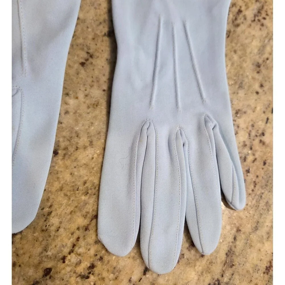 Vintage Womens Size L/XL Light Blue Nylon Formal Gloves Bridgerton
